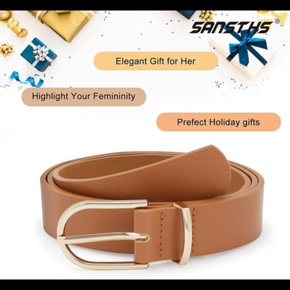 SANSTHS Women Leather belt Faux leather Chic Belt for Jeans Solid Color main image 5